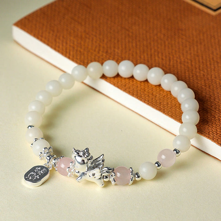 Bracciale Buddha Stones in argento sterling 999 con ossidiana nera naturale e seme di Bodhi, simbolo della forza dell'anno del cavallo - image 11