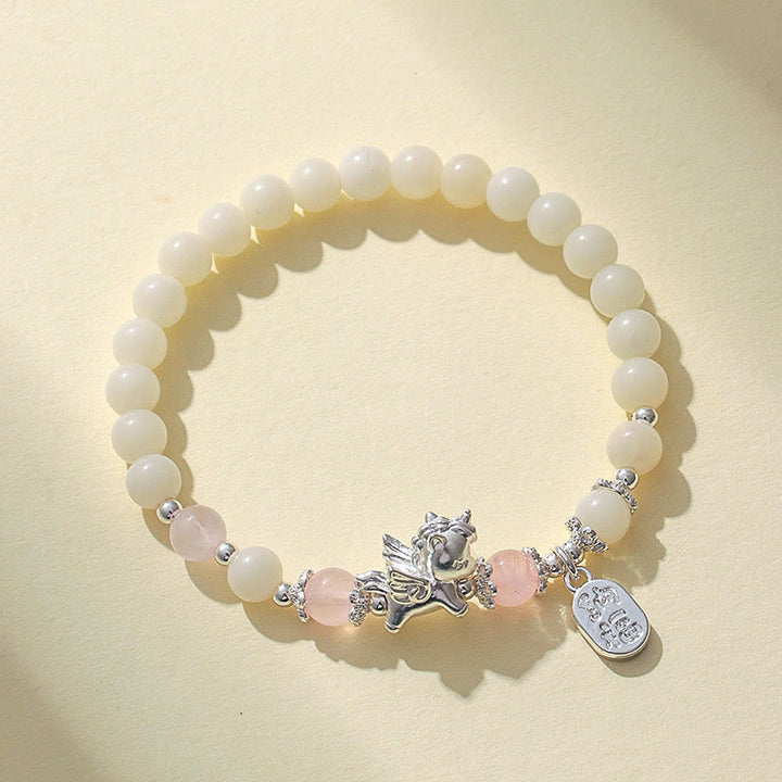 Bracciale Buddha Stones in argento sterling 999 con ossidiana nera naturale e seme di Bodhi, simbolo della forza dell'anno del cavallo - image 9