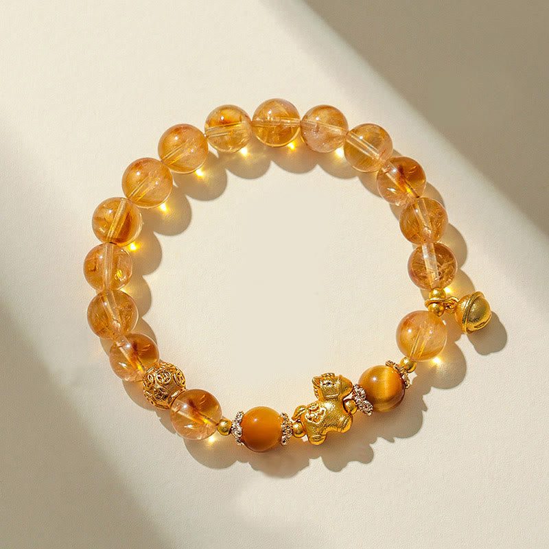 Bracciale di protezione in quarzo fragola con cristallo rosa citrino da 8 mm "Anno del cavallo" di Buddha Stones - image 1