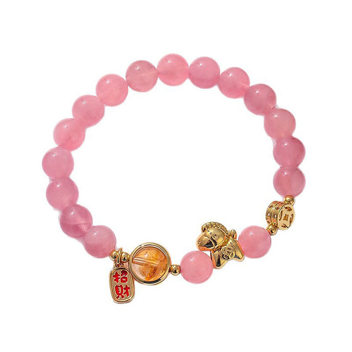 Bracciale Buddha Stones Anno del Cavallo Naturale 8mm Ossidiana Nera Agata Rossa Cristallo Rosa Forza - image 15