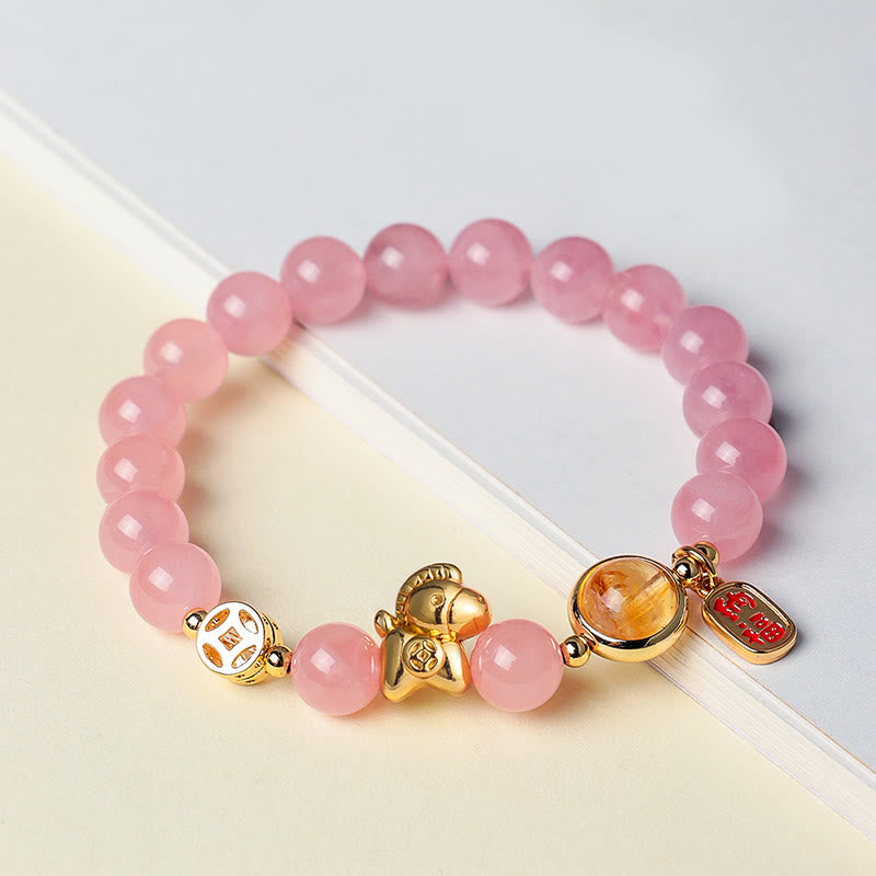 Bracciale Buddha Stones Anno del Cavallo Naturale 8mm Ossidiana Nera Agata Rossa Cristallo Rosa Forza - image 13