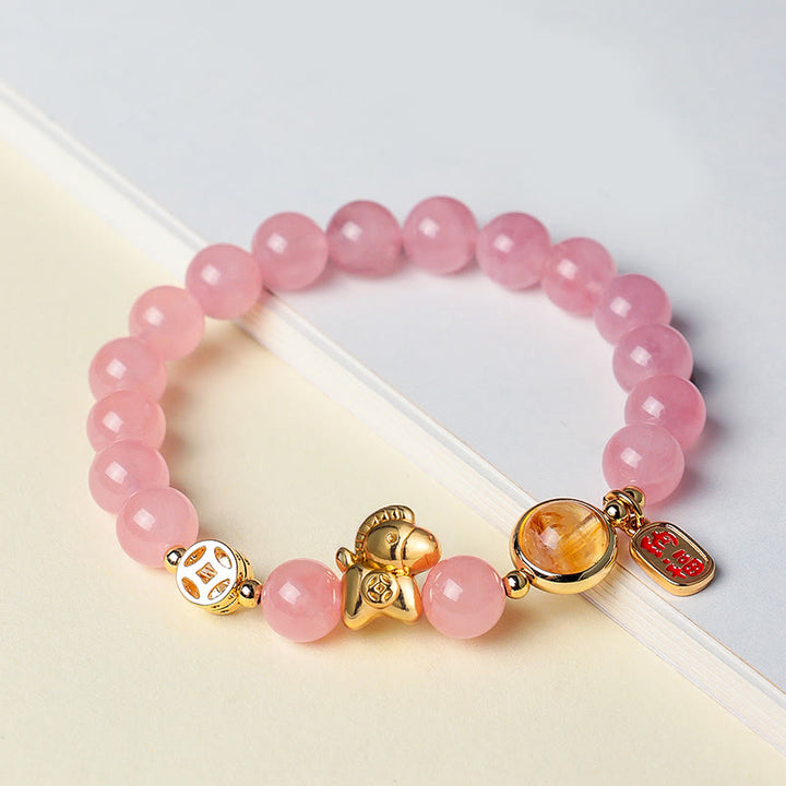 Bracciale Buddha Stones Anno del Cavallo Naturale 8mm Ossidiana Nera Agata Rossa Cristallo Rosa Forza - image 13