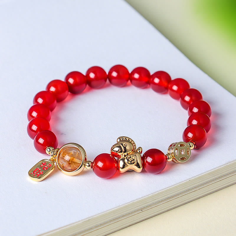 Bracciale Buddha Stones Anno del Cavallo Naturale 8mm Ossidiana Nera Agata Rossa Cristallo Rosa Forza - image 7