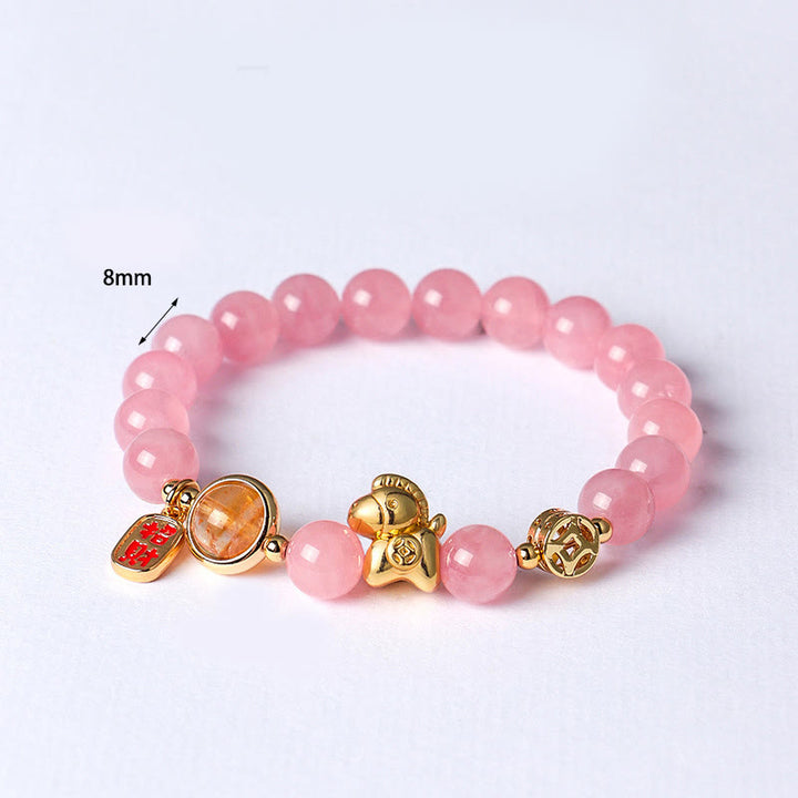 Bracciale Buddha Stones Anno del Cavallo Naturale 8mm Ossidiana Nera Agata Rossa Cristallo Rosa Forza - image 11