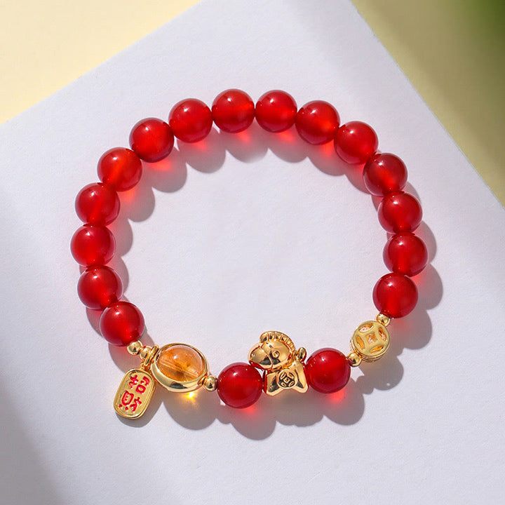 Bracciale Buddha Stones Anno del Cavallo Naturale 8mm Ossidiana Nera Agata Rossa Cristallo Rosa Forza - image 8