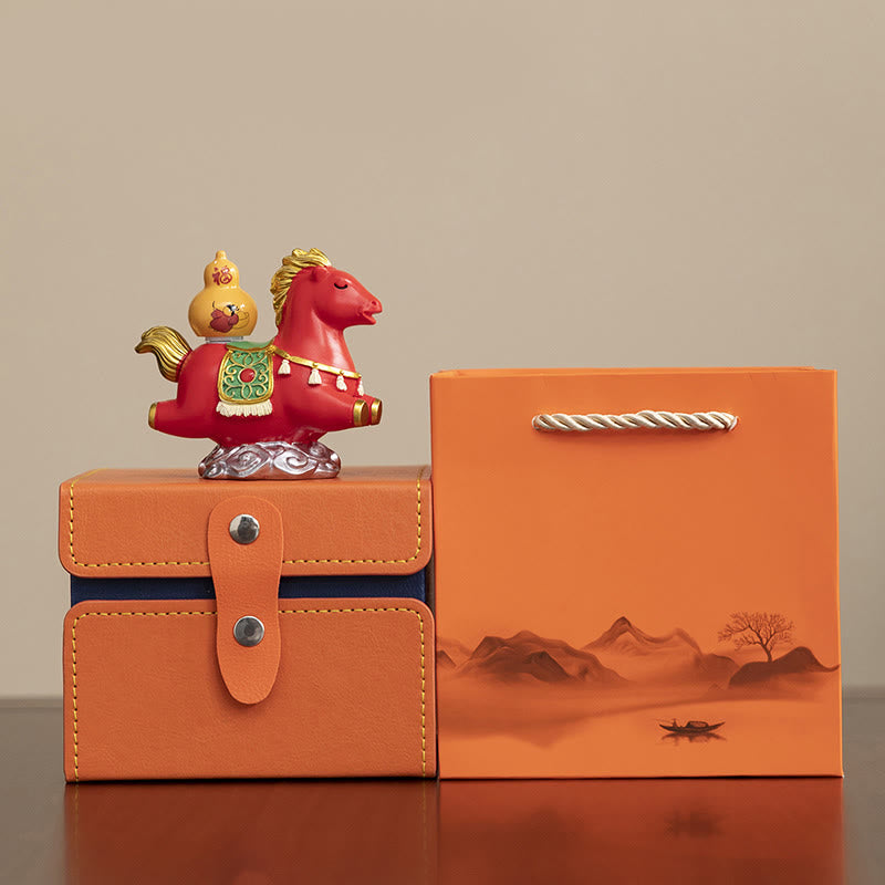 Buddha Stones Zodiaco cinese Anno del cavallo Carattere Fu Prosperità Decorazione della casa - Cavallo rosso con zucca (8,5*4,3*7,5 cm) - image 14