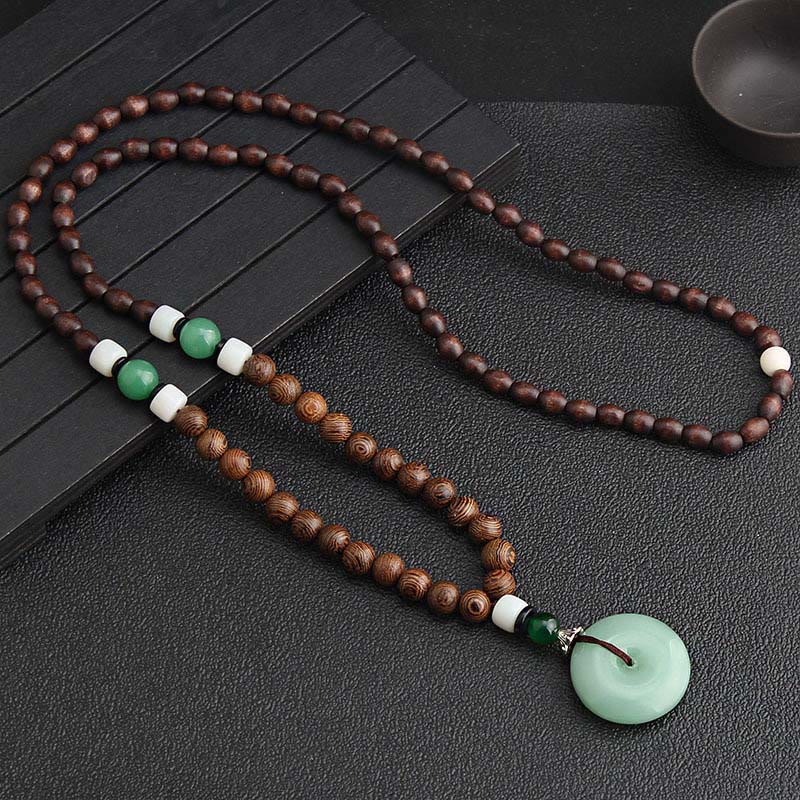 Collana con ciondolo Buddha Stones Wenge Wood Peace Buckle Balance Tranquility - image 2