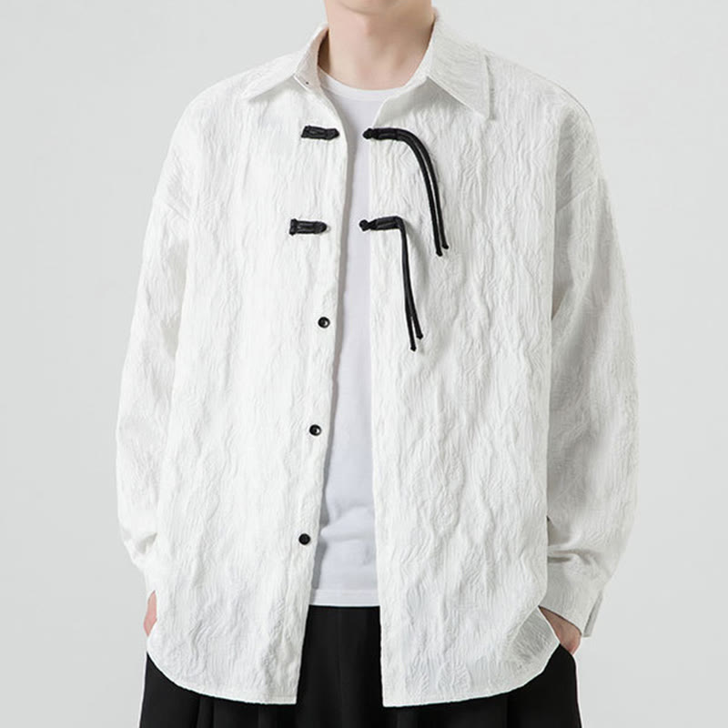 Giacca da uomo a maniche lunghe con motivo a foglie e bottoni a rana, motivo Buddha Stones - image 18