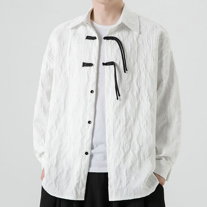 Giacca da uomo a maniche lunghe con motivo a foglie e bottoni a rana, motivo Buddha Stones - image 18