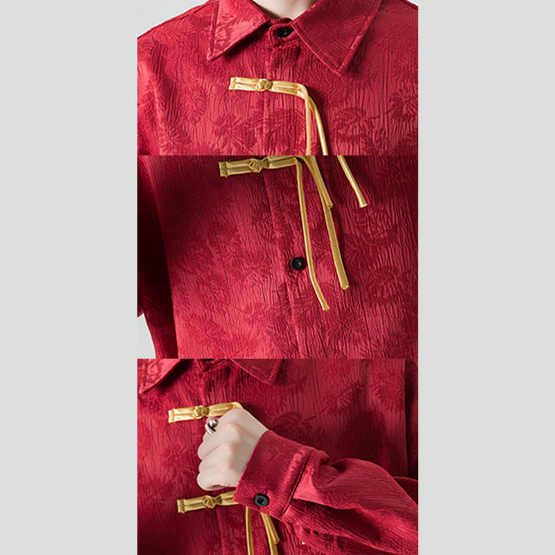 Giacca da uomo a maniche lunghe con motivo a foglie e bottoni a rana, motivo Buddha Stones - image 7