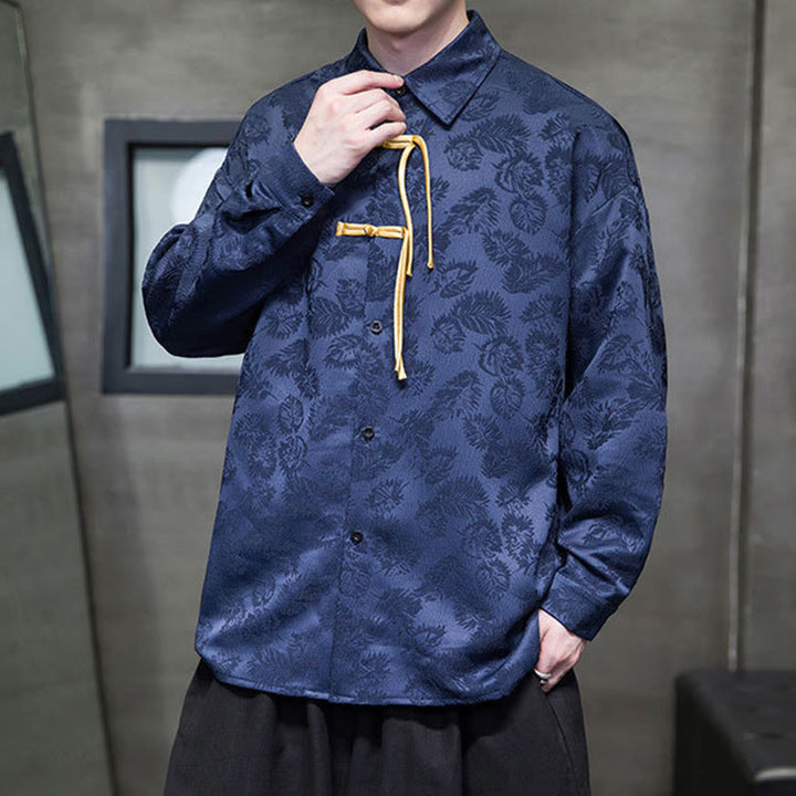 Giacca da uomo a maniche lunghe con motivo a foglie e bottoni a rana, motivo Buddha Stones - image 15