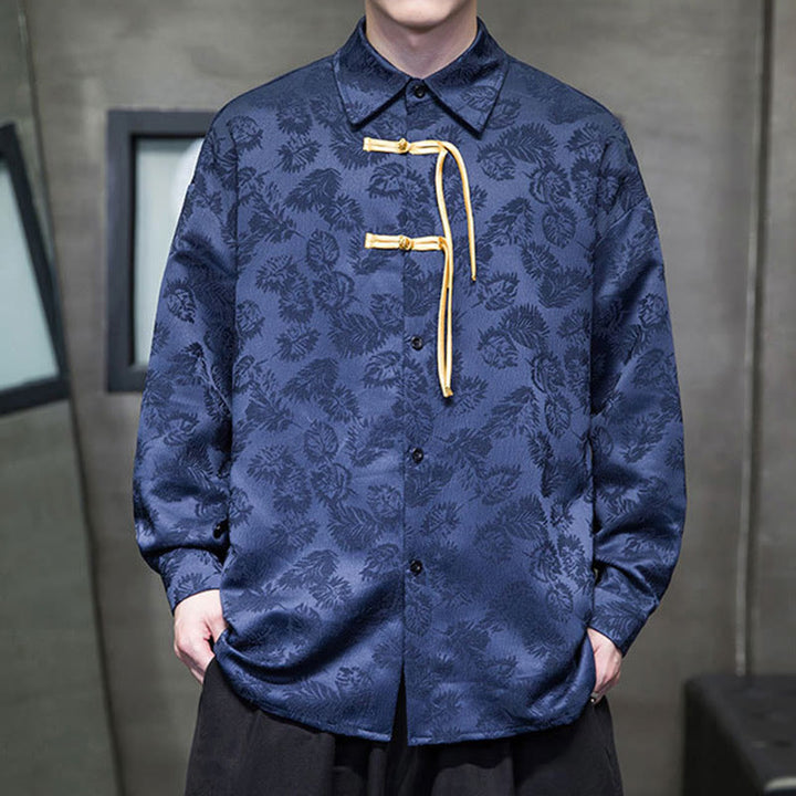 Giacca da uomo a maniche lunghe con motivo a foglie e bottoni a rana, motivo Buddha Stones - image 13