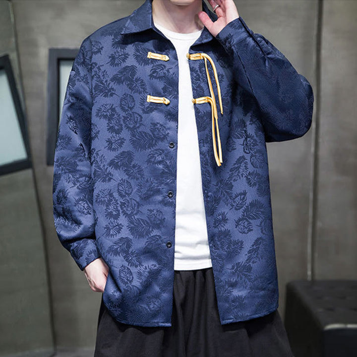 Giacca da uomo a maniche lunghe con motivo a foglie e bottoni a rana, motivo Buddha Stones - image 12