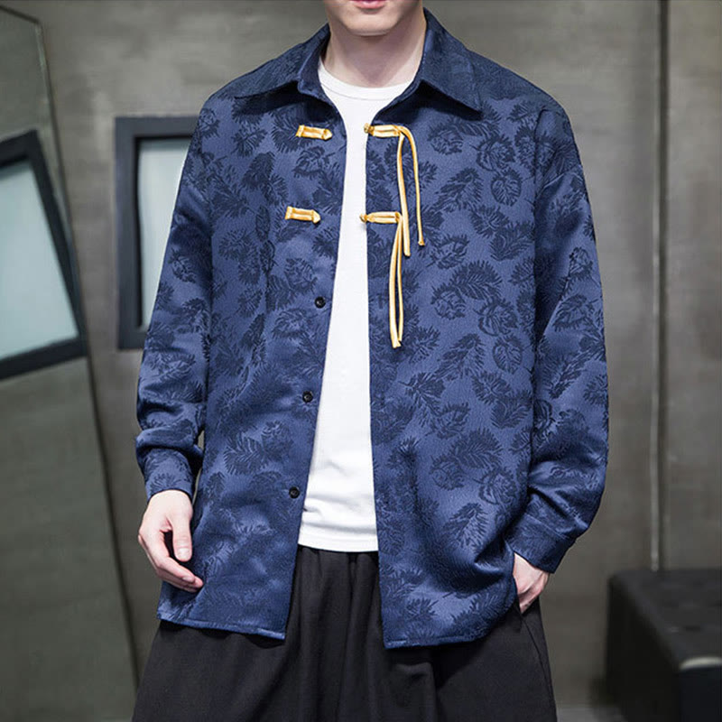 Giacca da uomo a maniche lunghe con motivo a foglie e bottoni a rana, motivo Buddha Stones - image 10