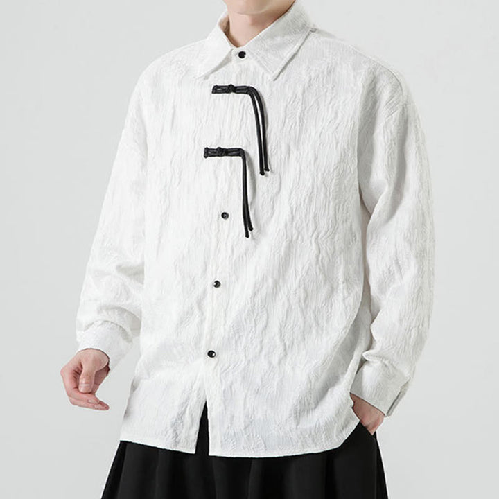 Giacca da uomo a maniche lunghe con motivo a foglie e bottoni a rana, motivo Buddha Stones - image 21