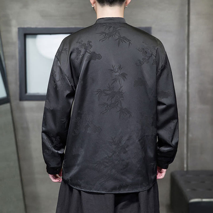 Giacca a maniche lunghe da uomo in stile tang con bottoni a rana e motivo Buddha Stones - image 17