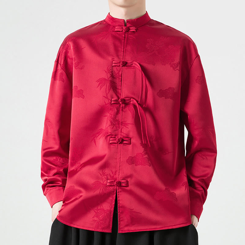 Giacca a maniche lunghe da uomo in stile tang con bottoni a rana e motivo Buddha Stones - image 1