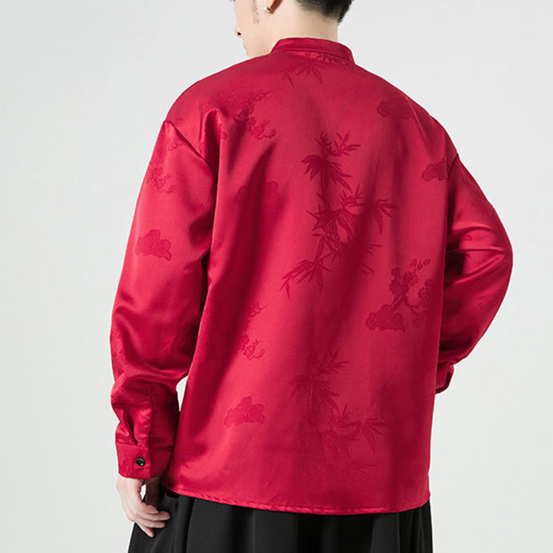 Giacca a maniche lunghe da uomo in stile tang con bottoni a rana e motivo Buddha Stones - image 2