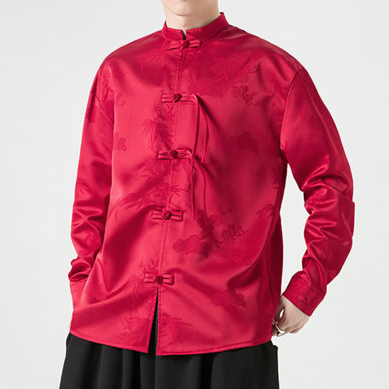 Giacca a maniche lunghe da uomo in stile tang con bottoni a rana e motivo Buddha Stones - image 4