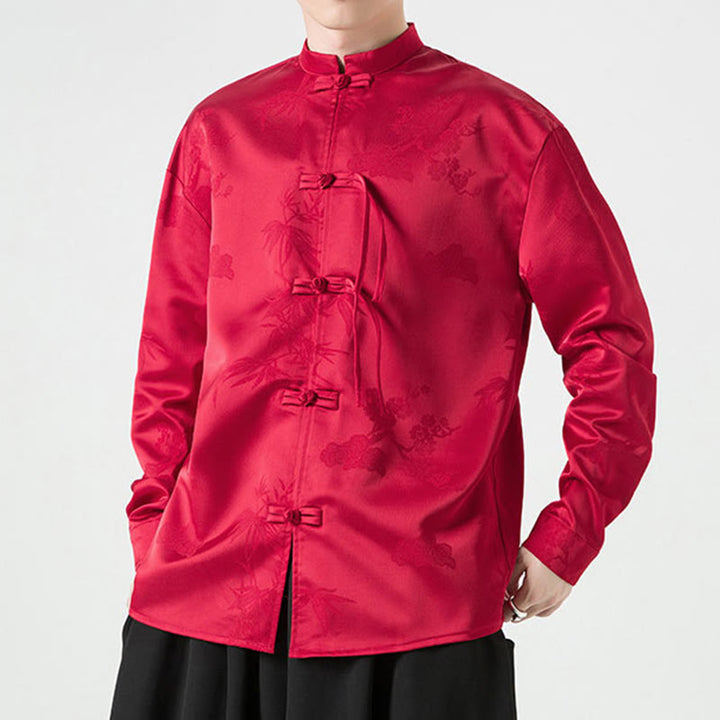 Giacca a maniche lunghe da uomo in stile tang con bottoni a rana e motivo Buddha Stones - image 4