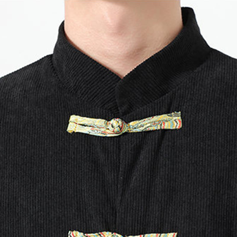 Giacca da uomo in velluto a coste di cotone con tasche e maniche lunghe, motivo floreale Buddha Stones - image 11