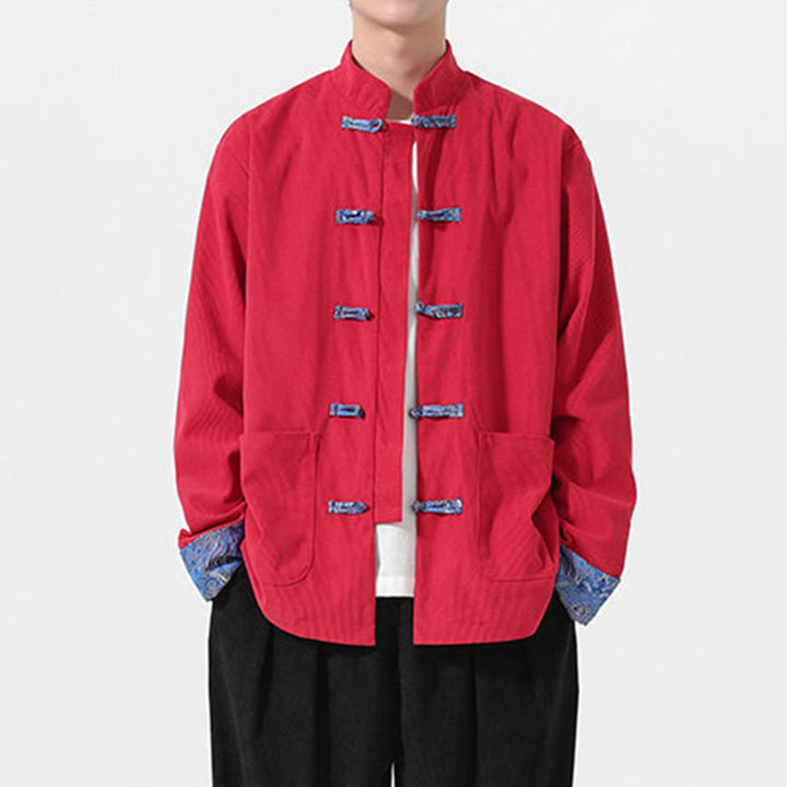 Giacca da uomo in velluto a coste di cotone con tasche e maniche lunghe, motivo floreale Buddha Stones - image 2