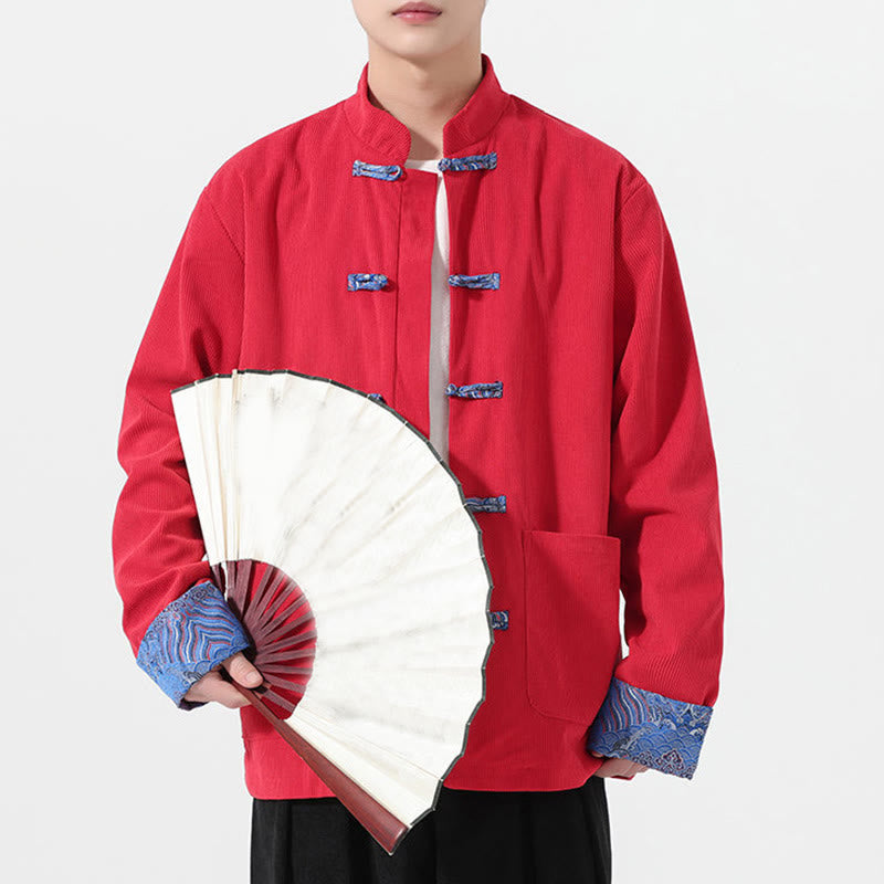 Giacca da uomo in velluto a coste di cotone con tasche e maniche lunghe, motivo floreale Buddha Stones - image 4