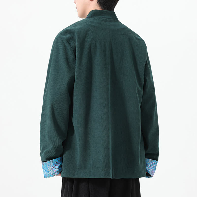 Giacca da uomo in velluto a coste di cotone con tasche e maniche lunghe, motivo floreale Buddha Stones - image 15