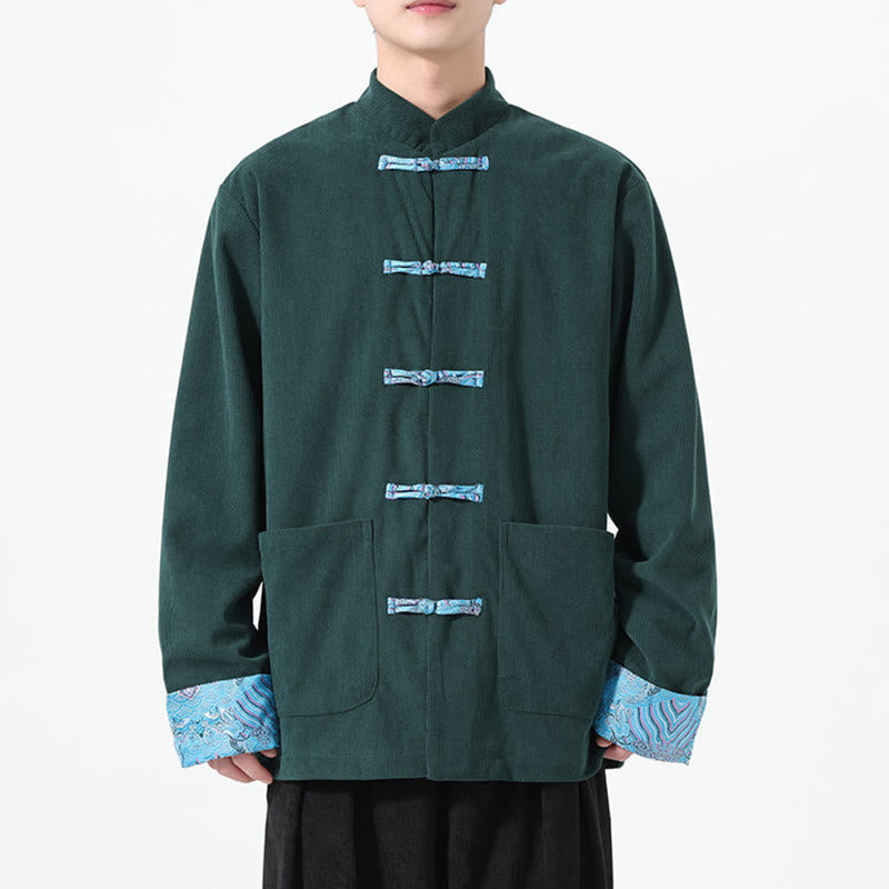 Giacca da uomo in velluto a coste di cotone con tasche e maniche lunghe, motivo floreale Buddha Stones - image 14