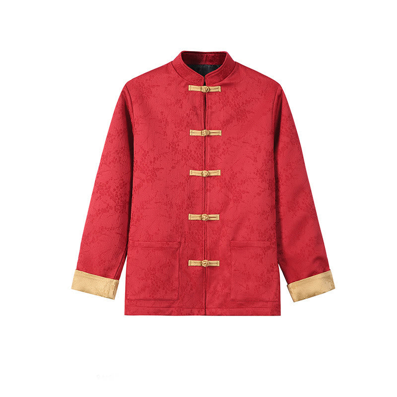 Giacca da uomo in cotone con maniche lunghe, collo alto, tasche e motivo Buddha Stones Jacquard - image 1