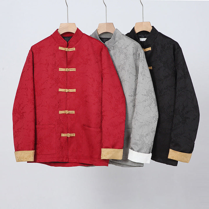 Giacca da uomo in cotone con maniche lunghe, collo alto, tasche e motivo Buddha Stones Jacquard - image 14