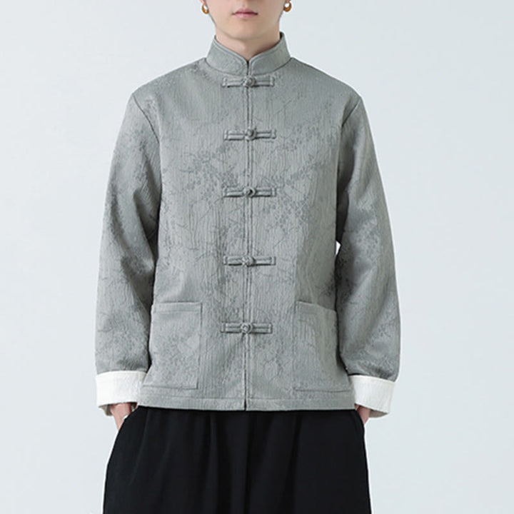 Giacca da uomo in cotone con maniche lunghe, collo alto, tasche e motivo Buddha Stones Jacquard - image 11