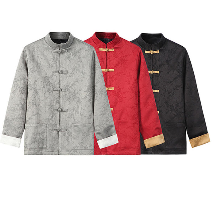 Giacca da uomo in cotone con maniche lunghe, collo alto, tasche e motivo Buddha Stones Jacquard - image 15