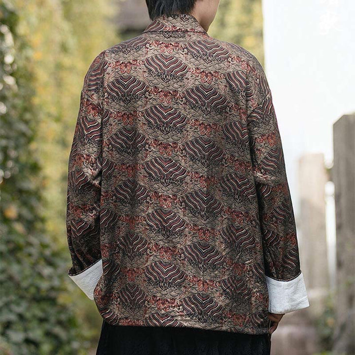 Camicia da uomo a maniche lunghe con stampa Buddha Stones motivo floreale con bottoni e tasche - image 24