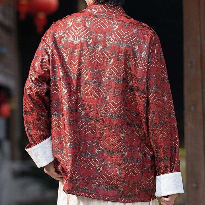Camicia da uomo a maniche lunghe con stampa Buddha Stones motivo floreale con bottoni e tasche - image 3