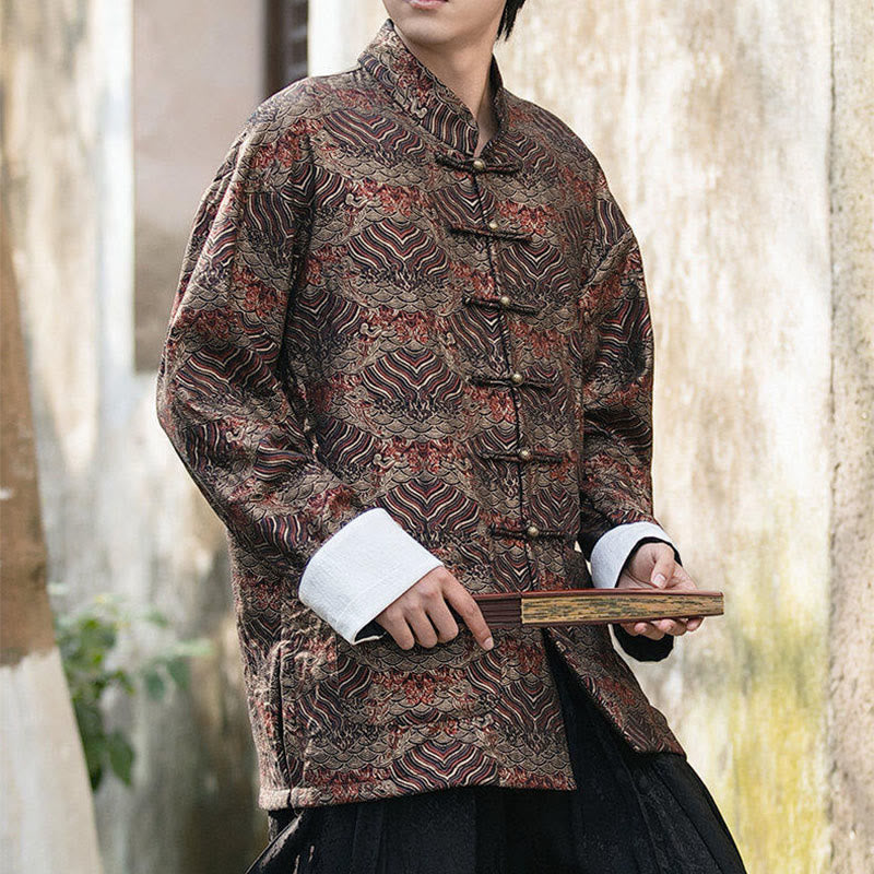 Camicia da uomo a maniche lunghe con stampa Buddha Stones motivo floreale con bottoni e tasche - image 19
