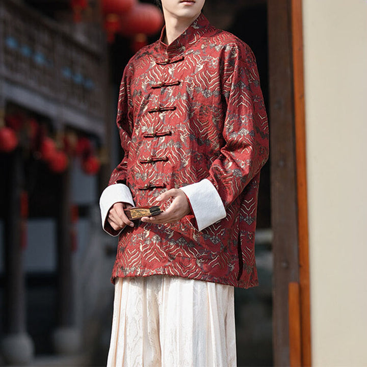 Camicia da uomo a maniche lunghe con stampa Buddha Stones motivo floreale con bottoni e tasche - image 6