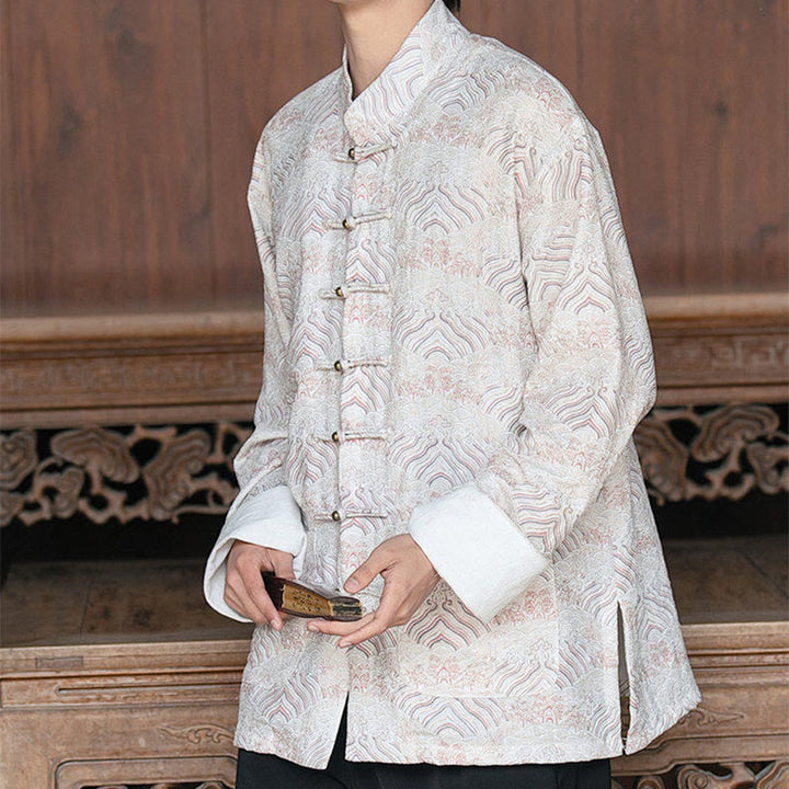 Camicia da uomo a maniche lunghe con stampa Buddha Stones motivo floreale con bottoni e tasche - image 8