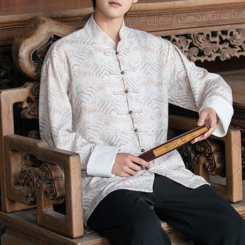 Camicia da uomo a maniche lunghe con stampa Buddha Stones motivo floreale con bottoni e tasche - image 15