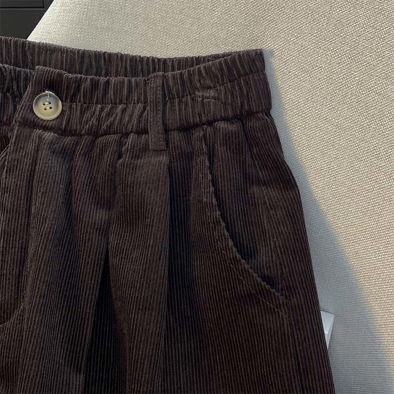 Pantaloni larghi in velluto a coste di cotone con tasche e elastico in vita, da donna, con motivo Buddha Stones - image 15
