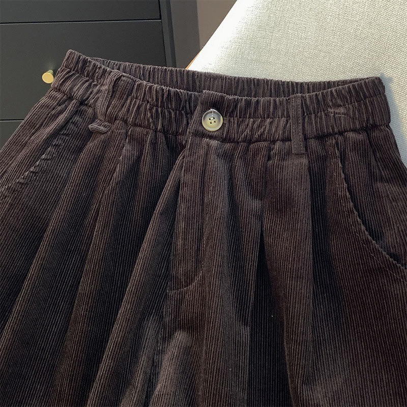 Pantaloni larghi in velluto a coste di cotone con tasche e elastico in vita, da donna, con motivo Buddha Stones - image 14