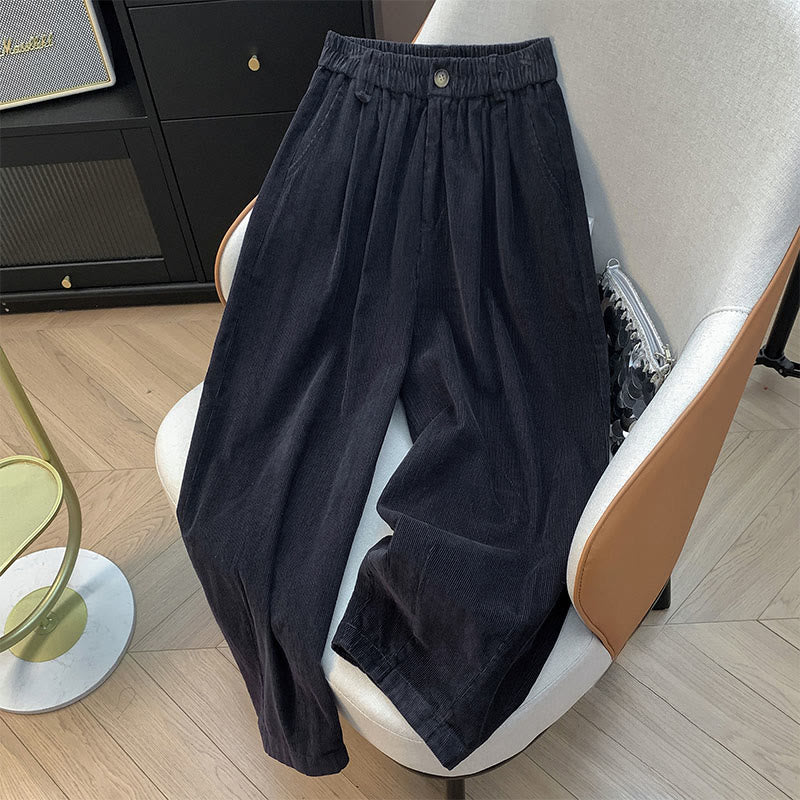 Pantaloni larghi in velluto a coste di cotone con tasche e elastico in vita, da donna, con motivo Buddha Stones - Grigio scuro - US8-10, UK/AU12-14, EU40-42 (2XL) - image 19