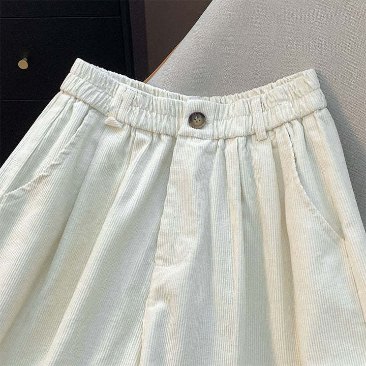 Pantaloni larghi in velluto a coste di cotone con tasche e elastico in vita, da donna, con motivo Buddha Stones - image 7