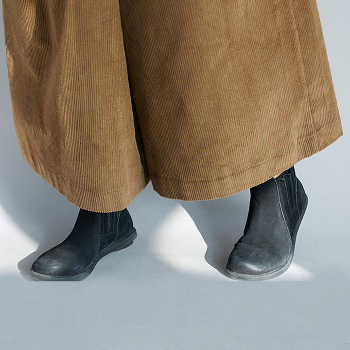 Pantaloni da donna in velluto a coste con tasche, gamba larga, cerniera laterale semplice, lunghezza 7-8 , Buddha Stones - image 11