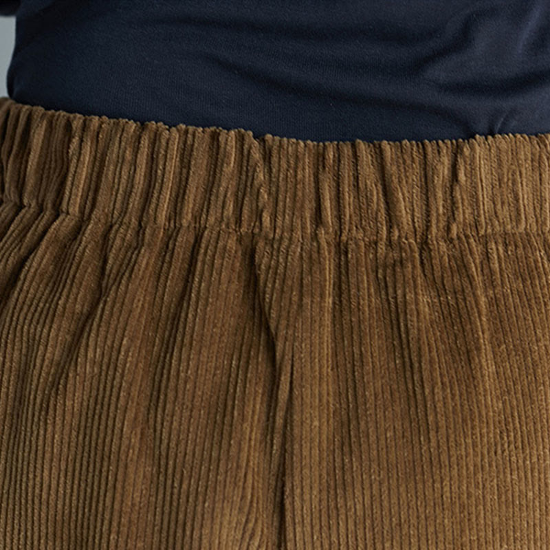 Pantaloni da donna in velluto a coste con tasche, gamba larga, cerniera laterale semplice, lunghezza 7-8 , Buddha Stones - image 6