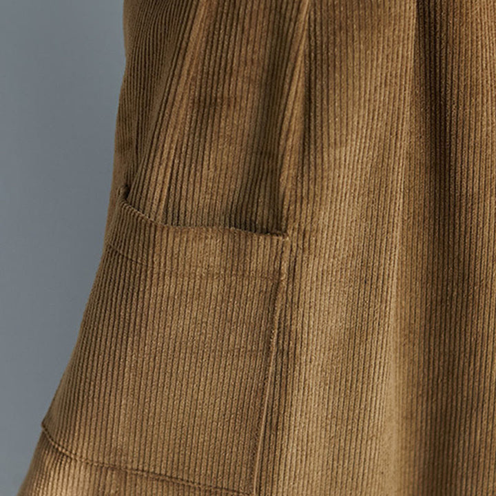 Pantaloni da donna in velluto a coste con tasche, gamba larga, cerniera laterale semplice, lunghezza 7-8 , Buddha Stones - image 9
