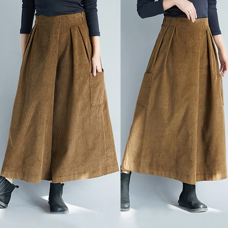 Pantaloni da donna in velluto a coste con tasche, gamba larga, cerniera laterale semplice, lunghezza 7-8 , Buddha Stones - image 12