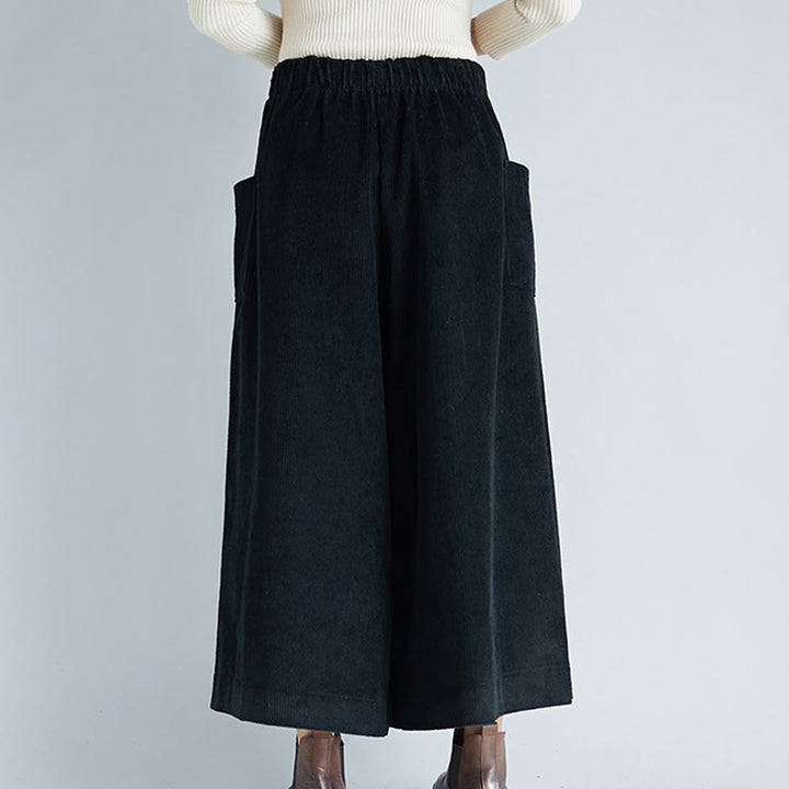Pantaloni da donna in velluto a coste con tasche, gamba larga, cerniera laterale semplice, lunghezza 7-8 , Buddha Stones - image 14