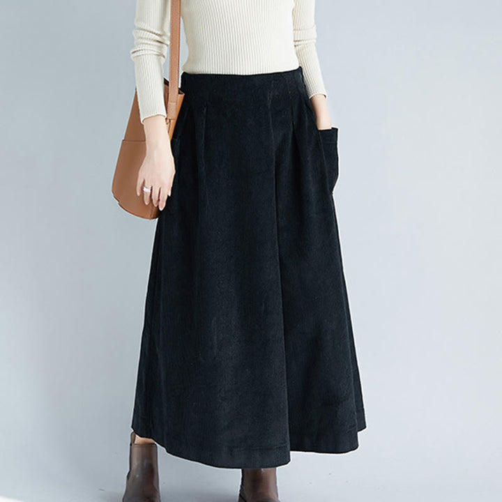 Pantaloni da donna in velluto a coste con tasche, gamba larga, cerniera laterale semplice, lunghezza 7-8 , Buddha Stones - image 17