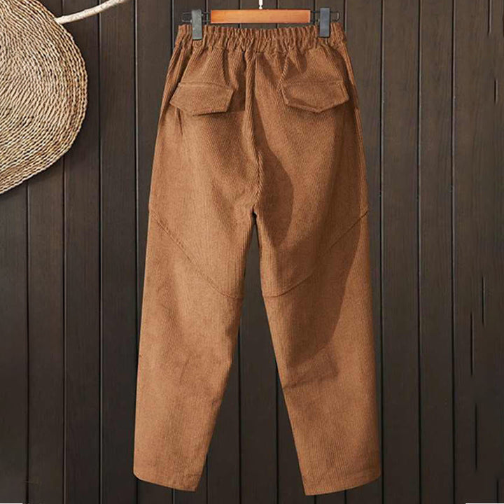 Pantaloni harem da donna in velluto a coste di cotone con tasche, modello Buddha Stones Peru, colore: verde - image 1